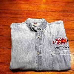 EUC TSC West Long Sleeve Denim Button Down Shirt Size Large #MSOC#17